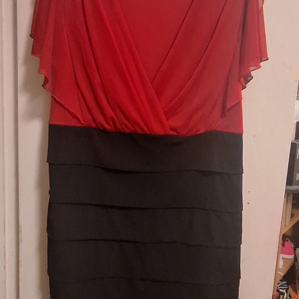 Elegant Red and Black Women's Dress